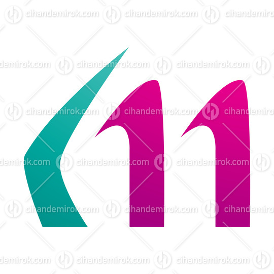 Magenta and Green Horn Shaped Letter M Icon