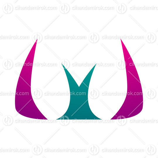 Magenta and Green Horn Shaped Letter W Icon