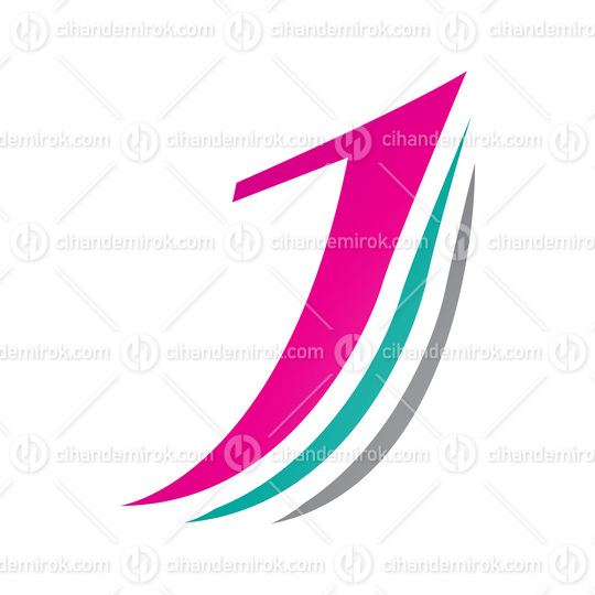 Magenta and Green Layered Letter J Icon