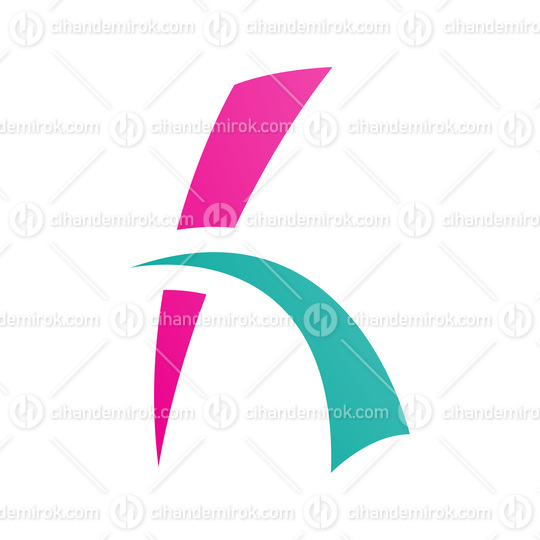 Magenta and Green Letter H Icon with Spiky Lines