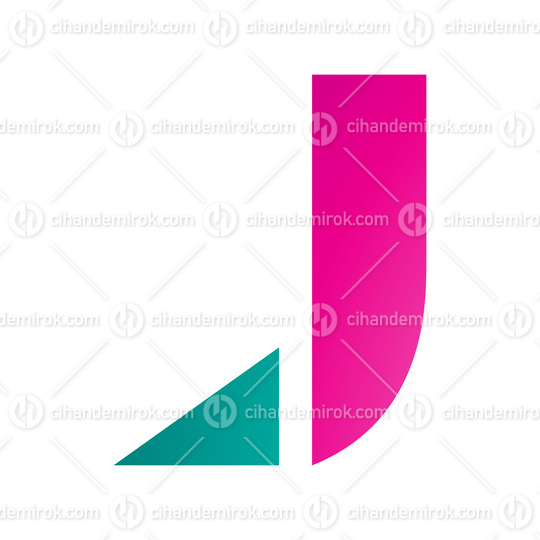 Magenta and Green Letter J Icon with a Triangular Tip