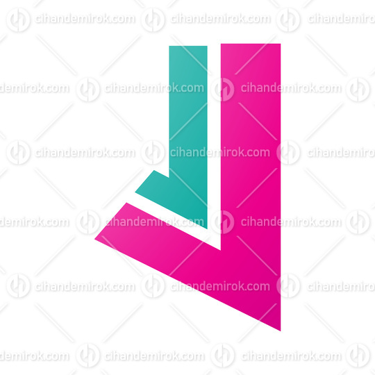 Magenta and Green Letter J Icon with Straight Lines