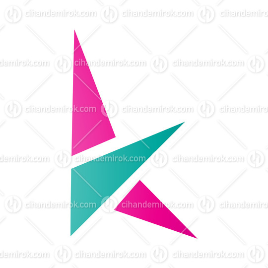 Magenta and Green Letter K Icon with Triangles