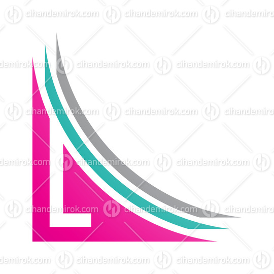 Magenta and Green Letter L Icon with Layers