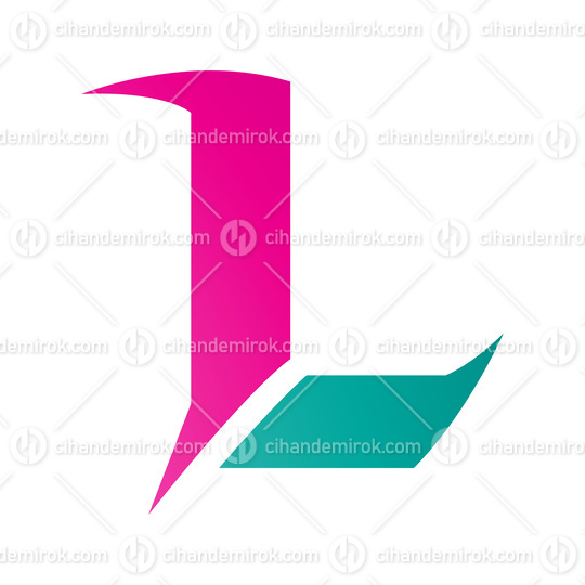 Magenta and Green Letter L Icon with Sharp Spikes