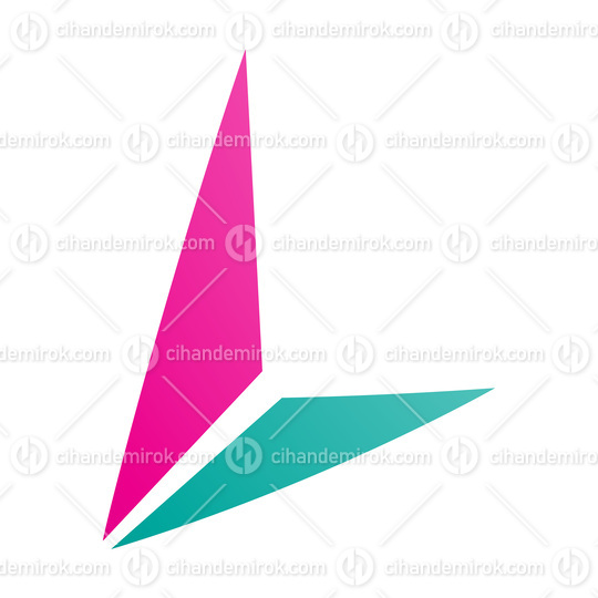 Magenta and Green Letter L Icon with Triangles