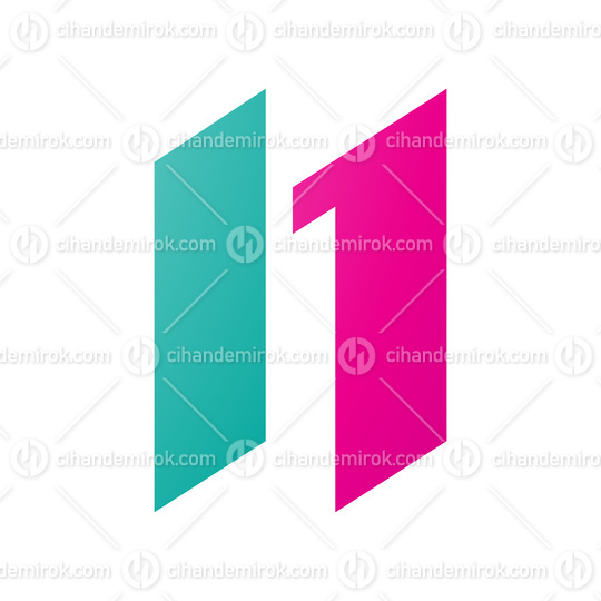 Magenta and Green Letter N Icon with Parallelograms
