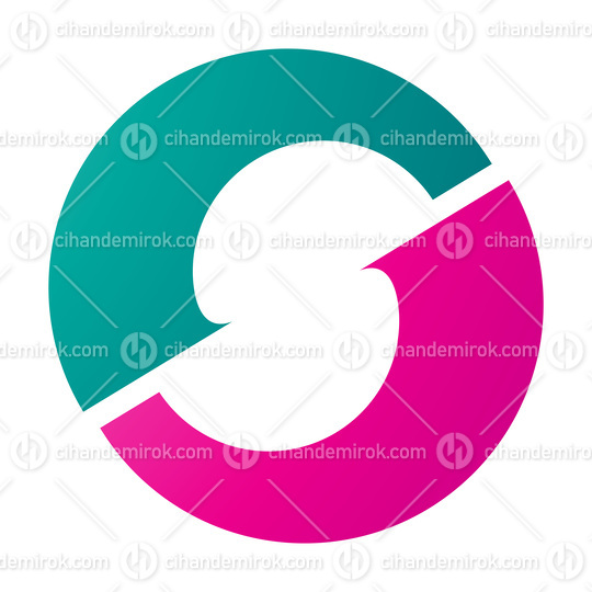 Magenta and Green Letter O Icon with an S Shape in the Middle