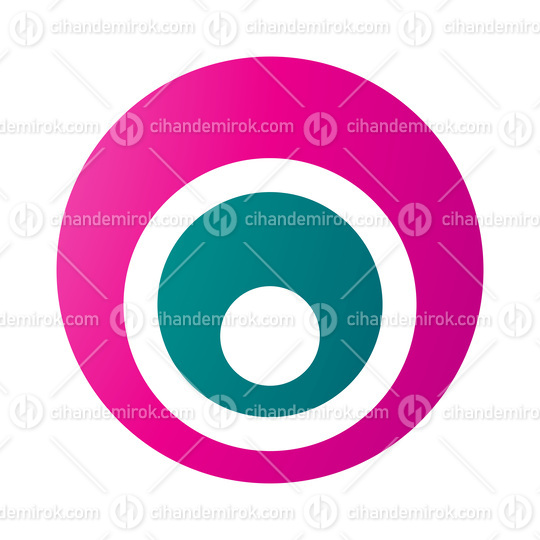 Magenta and Green Letter O Icon with Nested Circles