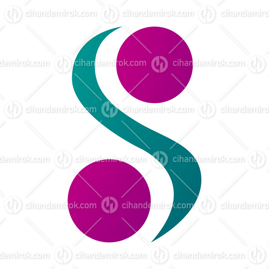 Magenta and Green Letter S Icon with Spheres