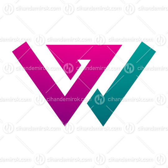 Magenta and Green Letter W Icon with Intersecting Lines