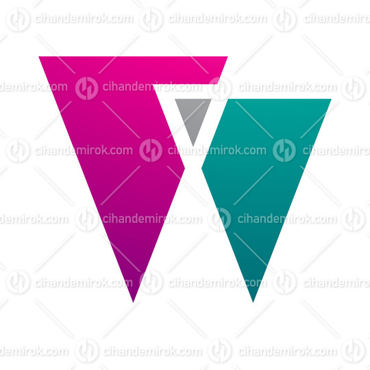 Magenta and Green Letter W Icon with Triangles