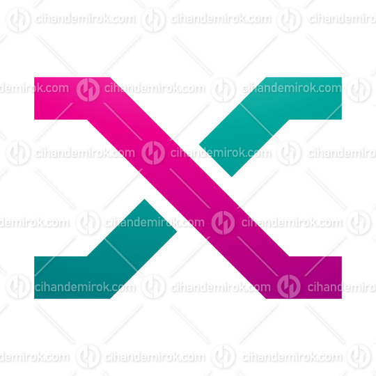 Magenta and Green Letter X Icon with Crossing Lines