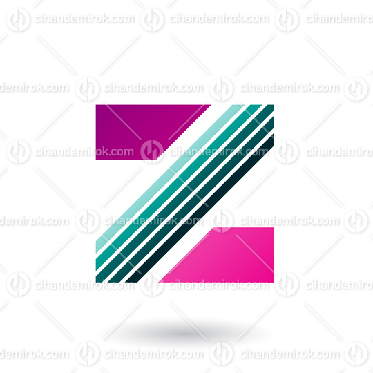 Magenta and Green Letter Z with Thick Diagonal Stripes