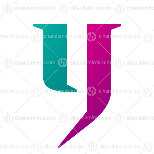 Magenta and Green Lowercase Letter Y Icon