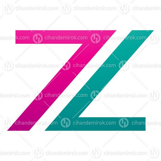 Magenta and Green Number 7 Shaped Letter Z Icon