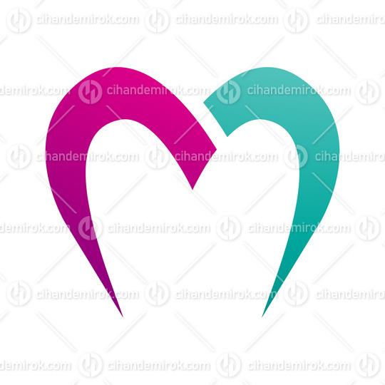 Magenta and Green Parachute Shaped Letter M Icon