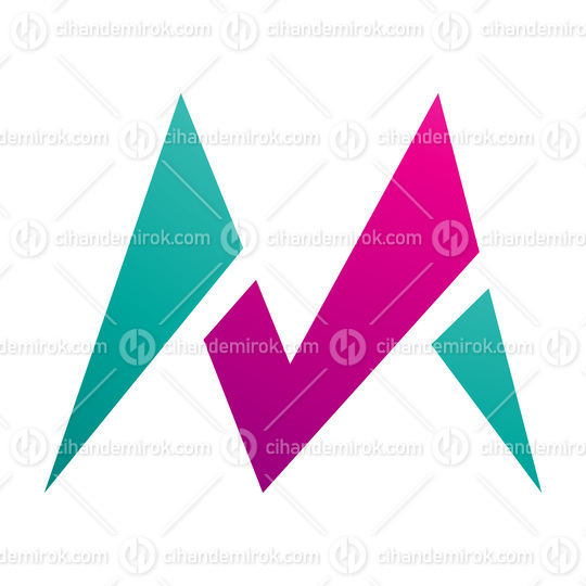 Magenta and Green Pointy Tipped Letter M Icon