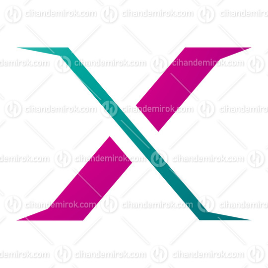 Magenta and Green Pointy Tipped Letter X Icon