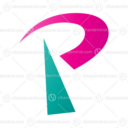 Magenta and Green Radio Tower Shaped Letter P Icon