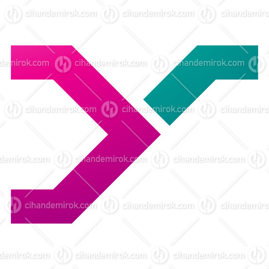 Magenta and Green Rail Switch Shaped Letter Y Icon
