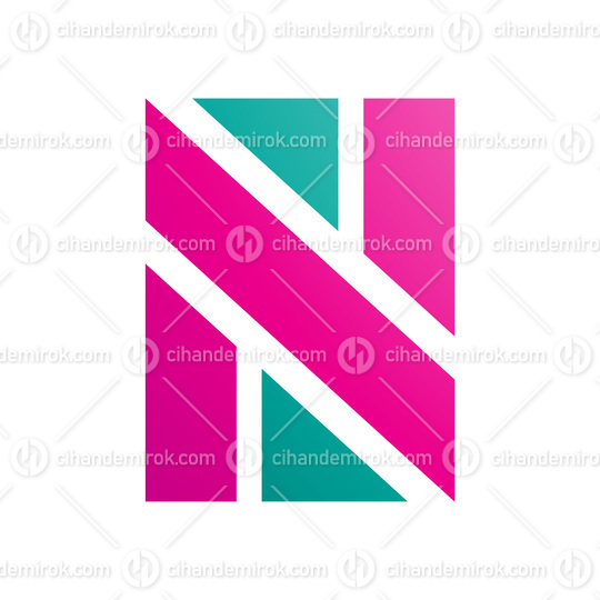Magenta and Green Rectangle Shaped Letter N Icon