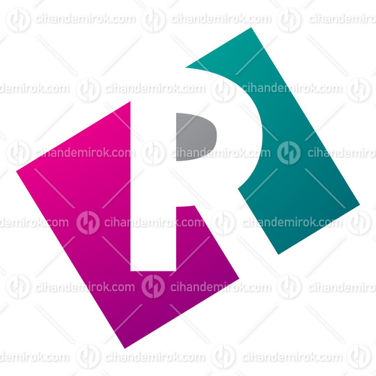 Magenta and Green Rectangle Shaped Letter R Icon