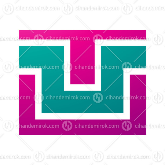 Magenta and Green Rectangle Shaped Letter U Icon