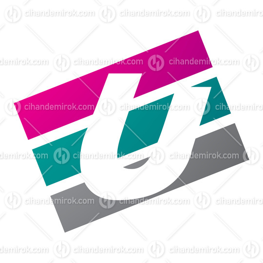 Magenta and Green Rectangular Shaped Letter U Icon