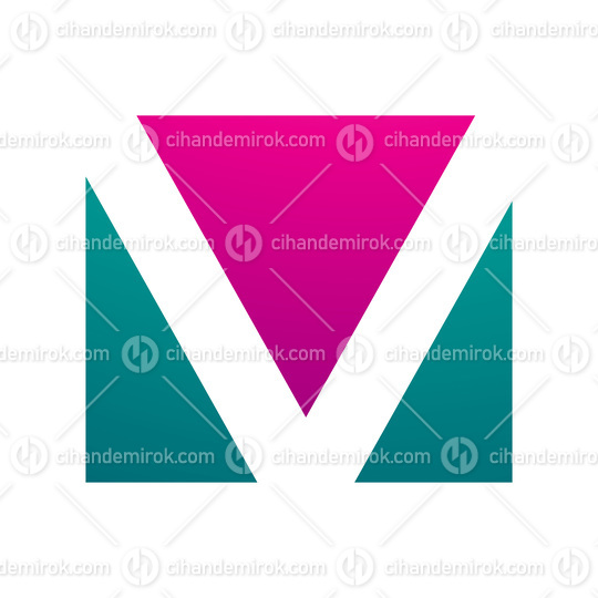 Magenta and Green Rectangular Shaped Letter V Icon