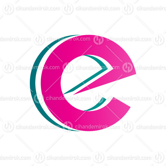 Magenta and Green Round Layered Lowercase Letter E Icon