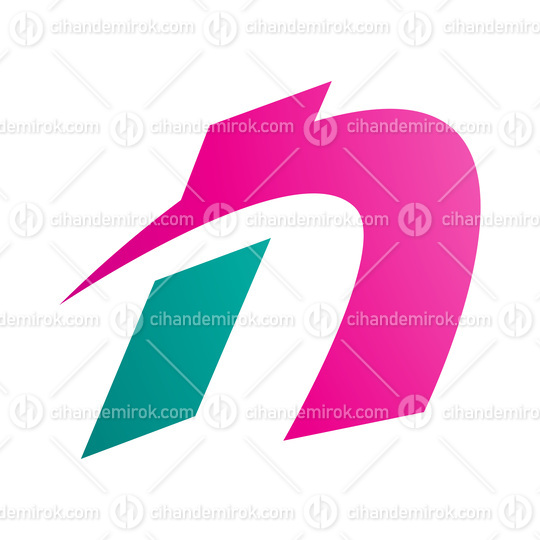 Magenta and Green Spiky Italic Letter N Icon