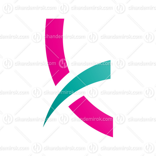 Magenta and Green Spiky Lowercase Letter K Icon