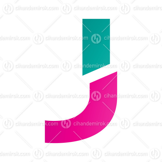 Magenta and Green Split Shaped Letter J Icon
