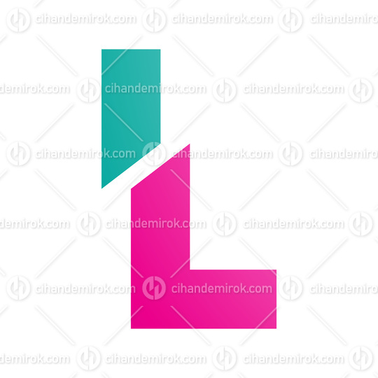 Magenta and Green Split Shaped Letter L Icon