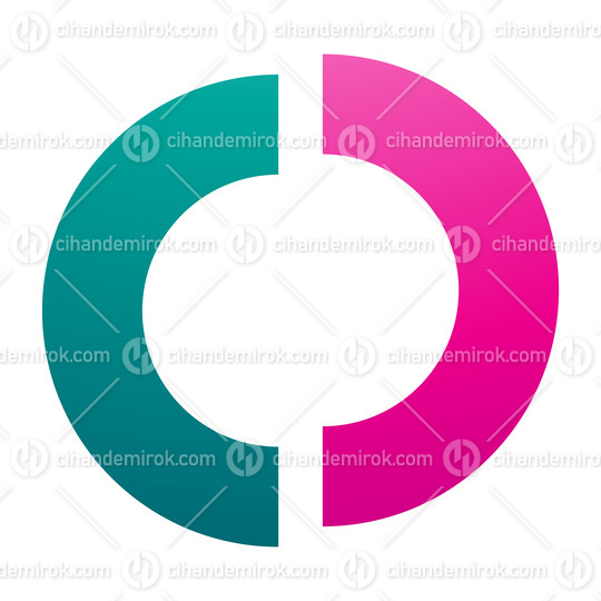 Magenta and Green Split Shaped Letter O Icon