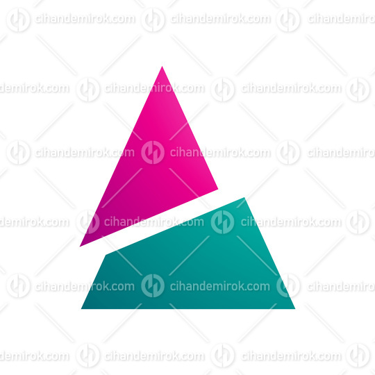Magenta and Green Split Triangle Shaped Letter A Icon