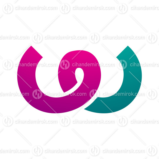 Magenta and Green Spring Shaped Letter W Icon