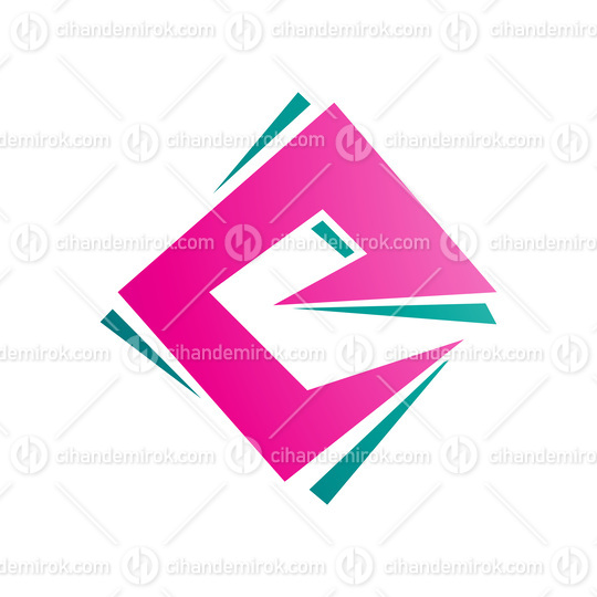 Magenta and Green Square Diamond Letter E Icon