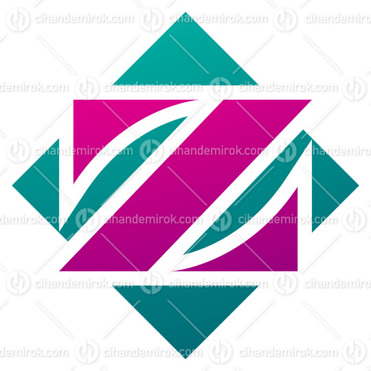 Magenta and Green Square Diamond Shaped Letter Z Icon