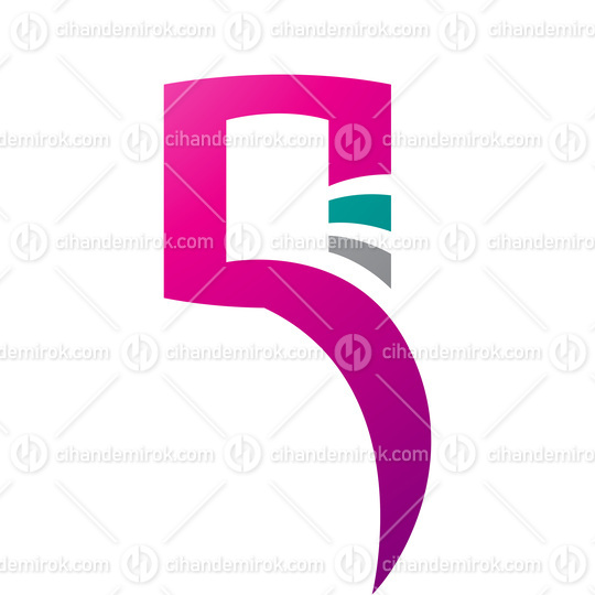 Magenta and Green Square Shaped Letter Q Icon