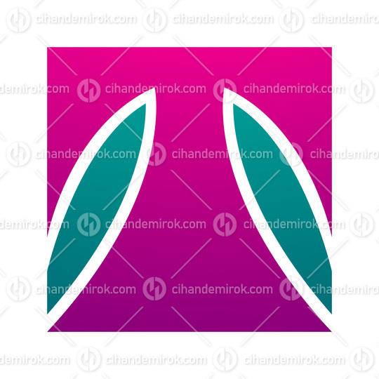 Magenta and Green Square Shaped Letter T Icon
