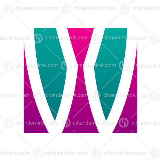 Magenta and Green Square Shaped Letter W Icon