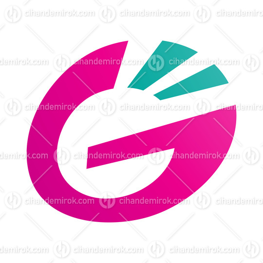 Magenta and Green Striped Oval Letter G Icon
