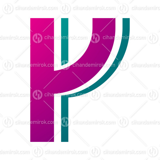 Magenta and Green Striped Shaped Letter Y Icon