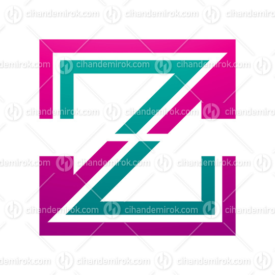 Magenta and Green Striped Shaped Letter Z Icon
