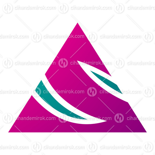 Magenta and Green Triangle Shaped Letter S Icon