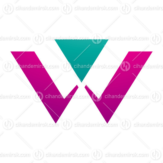 Magenta and Green Triangle Shaped Letter W Icon