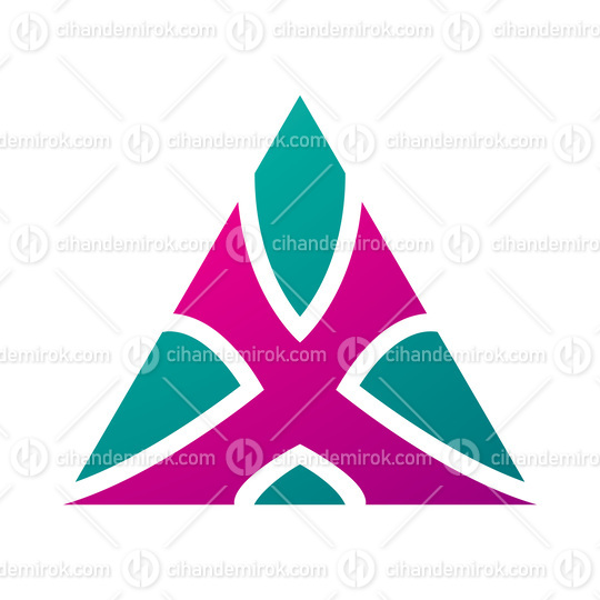 Magenta and Green Triangle Shaped Letter X Icon