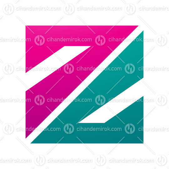Magenta and Green Triangular Square Shaped Letter Z Icon